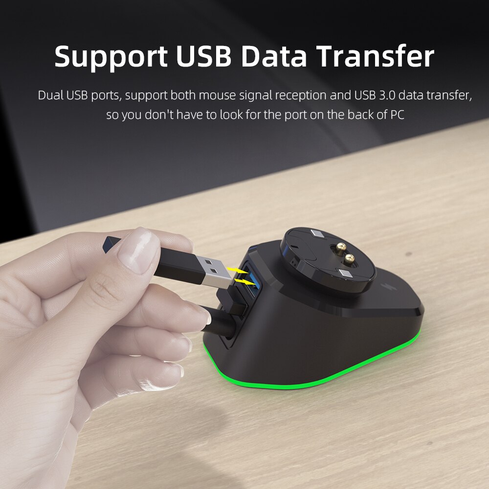 Station de recharge de souris sans fil avec lumière RGB, pour Razer/Logitech G502 lightspeed Razer DeathAdder V2 Naga Pro Viper