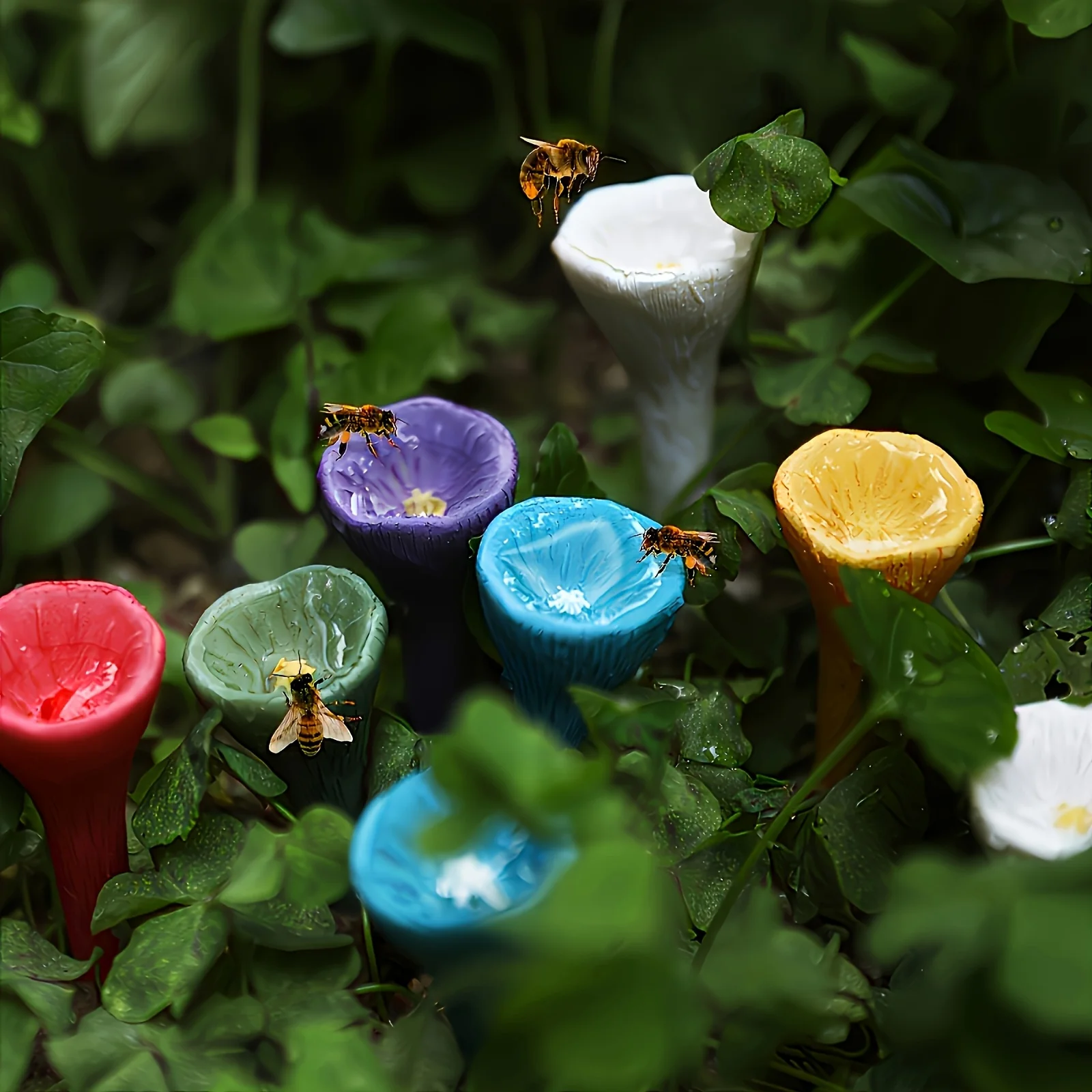 Bijen Insect Drinkbeker Bijendrinkfontein Beker Bloemvorm Bijen Water Feeder met kinderbeker en houder Hars voor bijenteelt