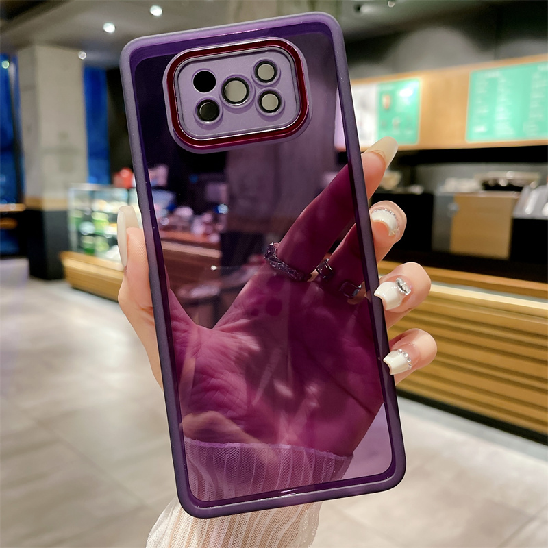 Funda de silicona transparente para Xiaomi Mi Poco X3 Pro Nfc X5 Pro Poko X 3, cubierta protectora de cristal para lente en Pocox3 Pocox5 X3pro X3nfc: ABS / Lavanda