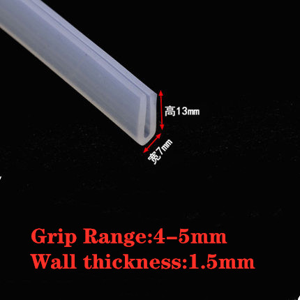 2 meters U-channel Silicone rubber shower door glass sealing tape Edge trim weathering edge guard