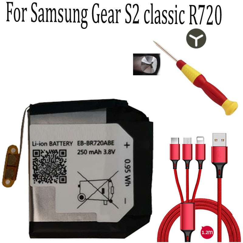 250Mah EB-BR720ABE Batterij Voor Samsung Gear S2 S2 Klassieke R720 Gear S2 Klassieke R732 BR720 Smart Horloge Batterijen + usb Kabel + Toolki