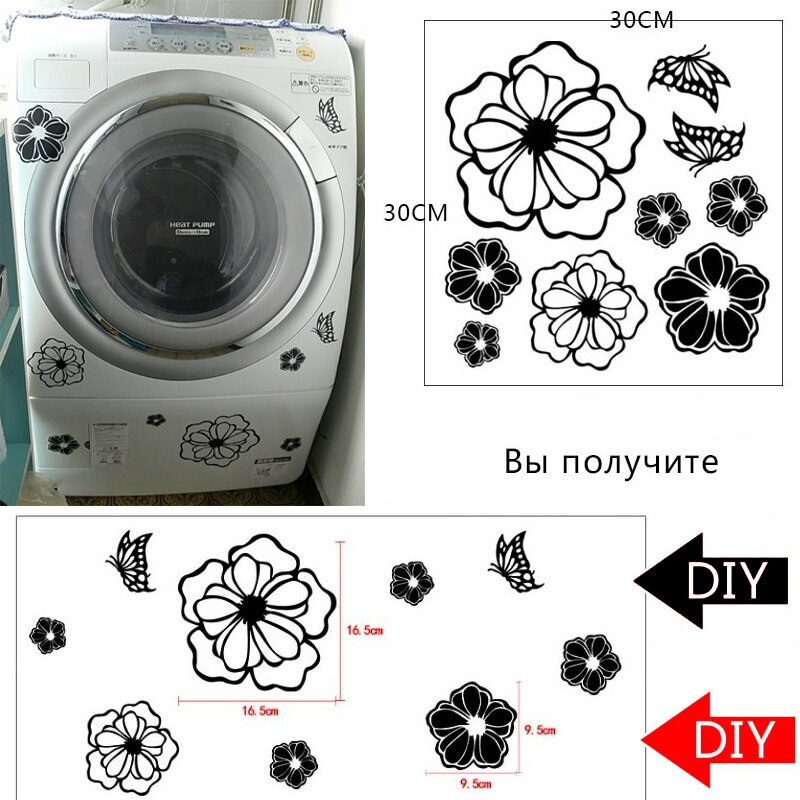 Huishoudelijke Wassen Koelkast Stickers Bloemen Vlinders Muurstickers Home Decor Voor Keuken Badkamer Behang