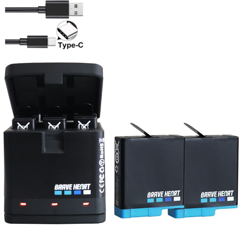 bateria hero 6 7 8 Hero5 Battery for GoPro Hero 5 hero6 Go Pro Hero 5 6 7 8 hero7 hero8 black Camera accessories: charger and 2battery