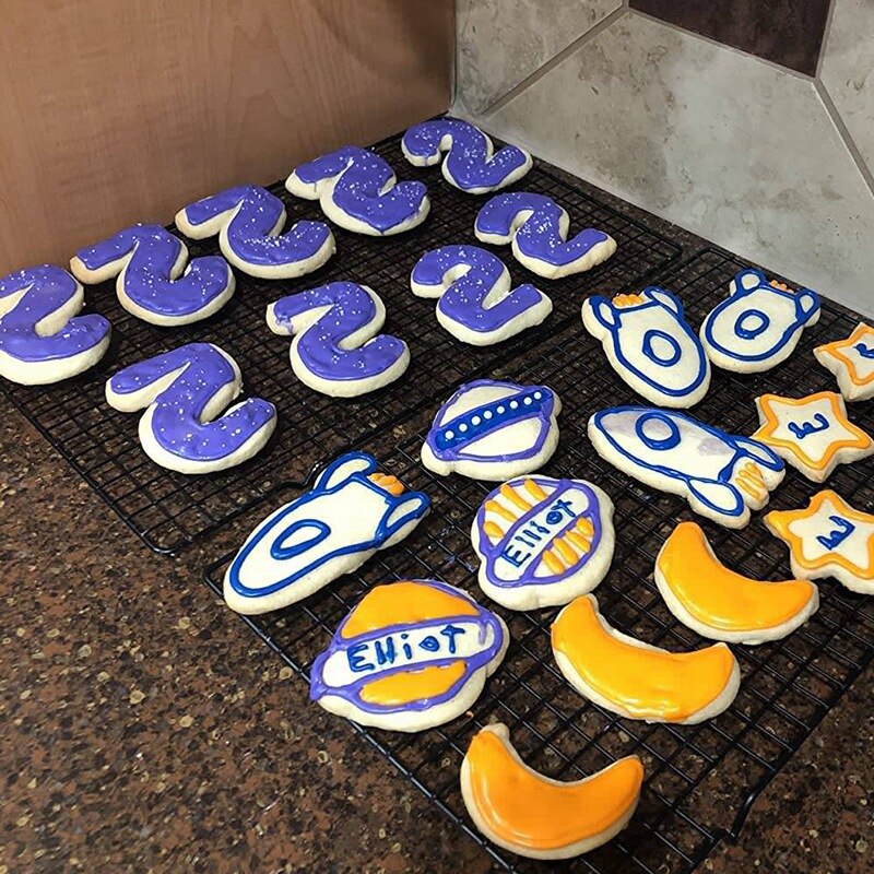 Stainless Steel Cookie Cutter Number Shapes Set with Bonus Dough Cutter