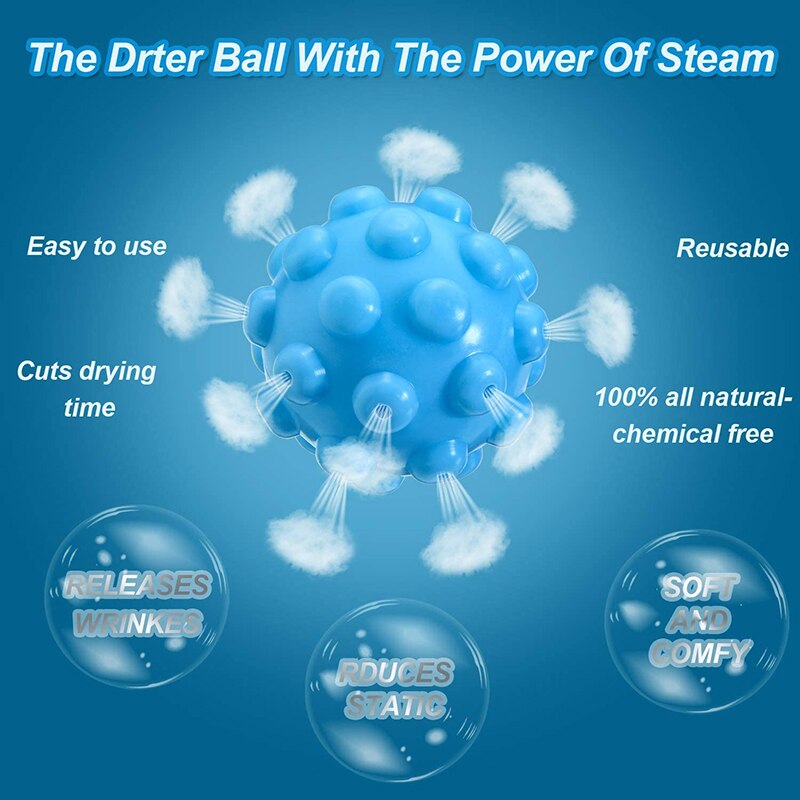 3Pcs/Lot Reusable Steamer Dryer Balls Wash Dryer Balls Wrinkle Remover Dryer Ball Steamy Magic Laundry Dryer Balls Set
