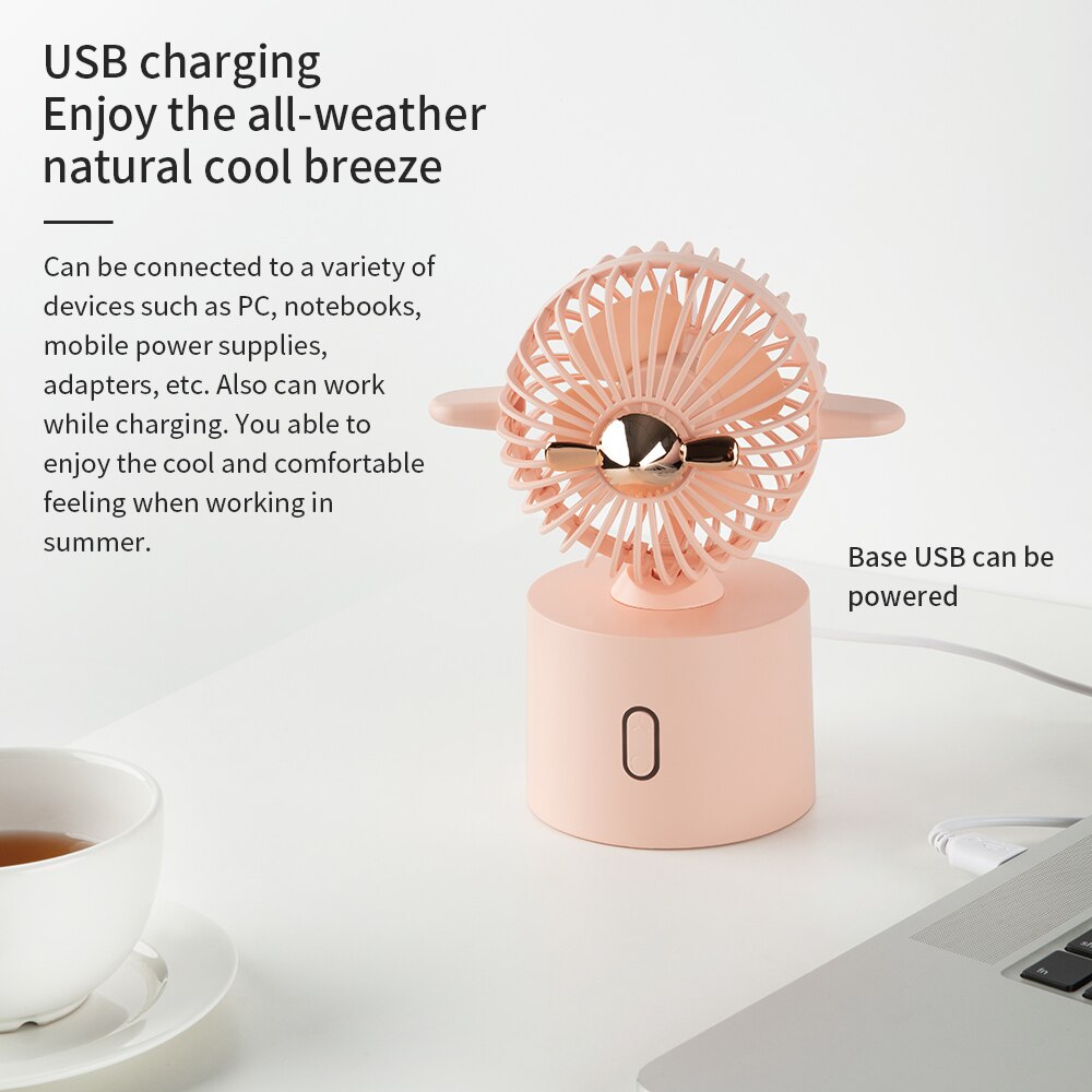 Aircraft Shape USB Desktop Fan Personal Portable Cooling Fan with 360 Rotation Adjustable Angle for Office Household Traveling