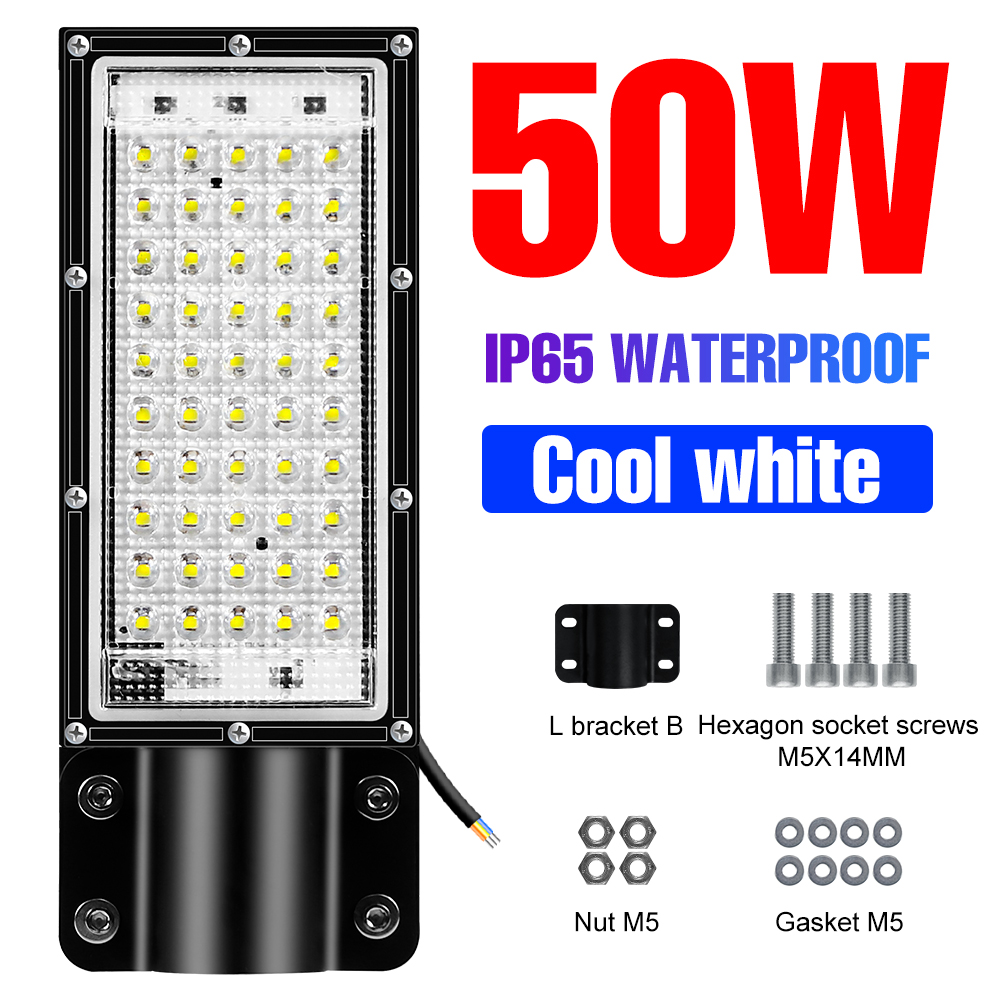 LED Waterproof Street Lamp 100W 50W Flood Light Outdoor Street Lamp AC 220V Garden Spotlights Country House Landscape Wall Lamp: Cool White-50W