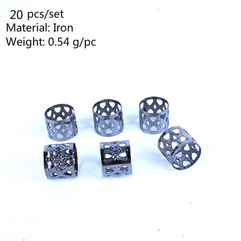 20 Stck Silber Goldene Haar Perlen für Dreadlocks Haar Geflecht Rohre Manschetten Perlen Einstellbare Dreadlock Korn Clip 12*10mm