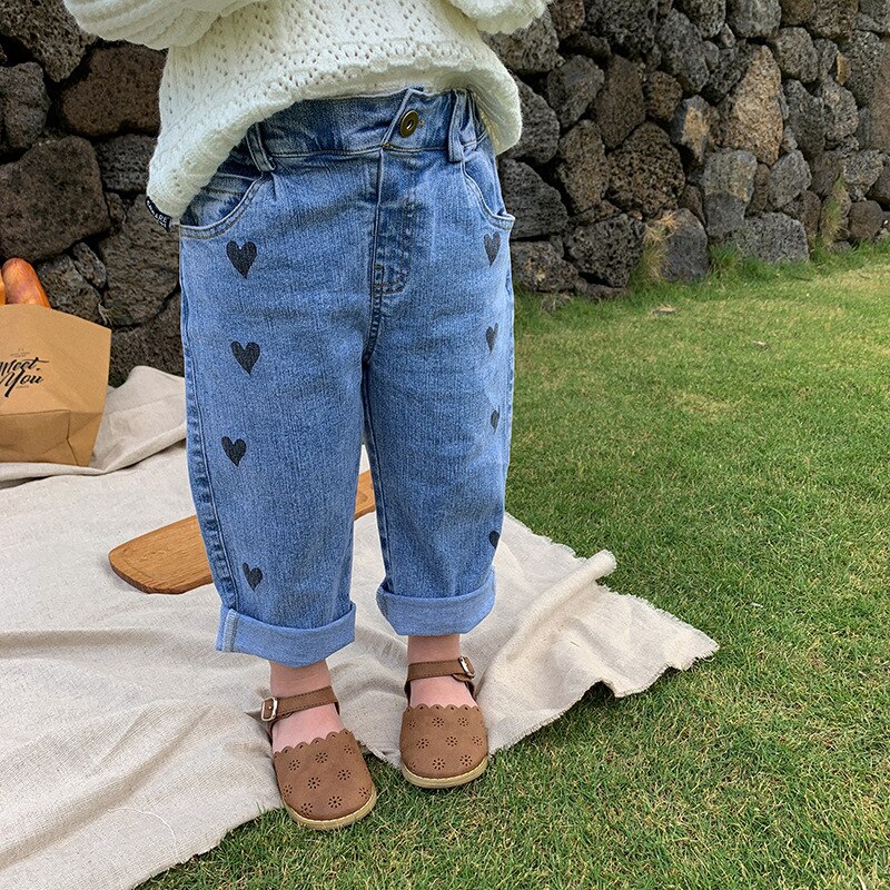 Nuovi Jeans stampati per bambini primavera 2021 per bambini pantaloni in Denim elastico morbido stile coreano pantaloni Casual per bambini
