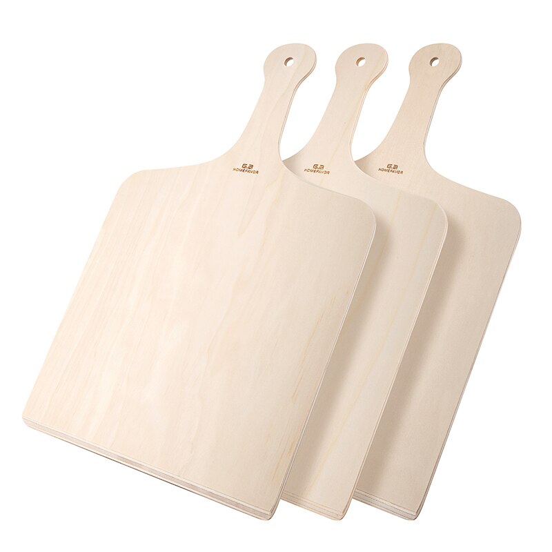 Pizza skræl træ skærebræt brugerdefinerede pizza skovl wienerbrød bagning padle køkken bbq værktøjer: 3 stk  tl001