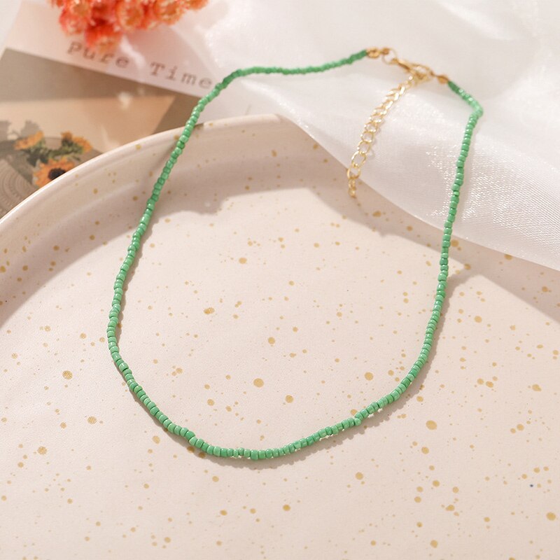 Collar de cadena con cuentas de semillas para mujer, Gargantilla Bohemia sencilla, accesorios, joyería para