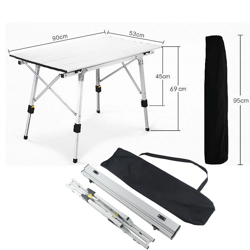 Folding Adjustable Camping Table Outdoor Canopy Cooking Fold Out Desk Board Picnic Small Lightweight Metal Camping Folding Table