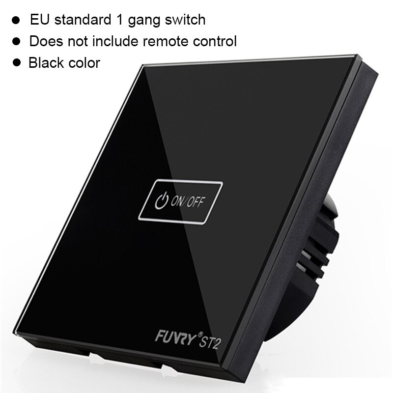 Original Funry EU standard 1 gang 1 way Switch Remote Control WIFI/APP Control Light Switch 170-240V RF433MHz Smart Control: black switch