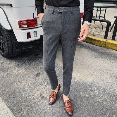 Mænds casual business bukser retro plaid herre komfortable små bukser underdele