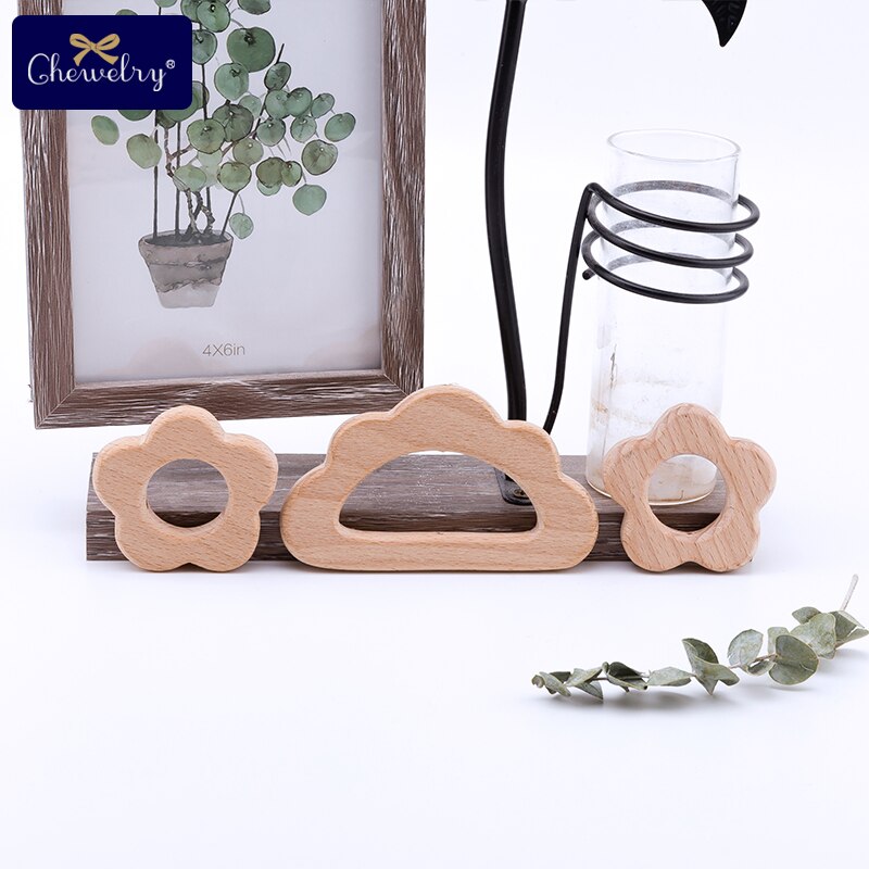 8pz Del bambino Di Legno Animale Massaggiagengive con Fori di Faggio Roditore Ciuccio Catena Pendente Della Collana BPA libero Dentizione Giocattoli FAI DA TE per I neonati