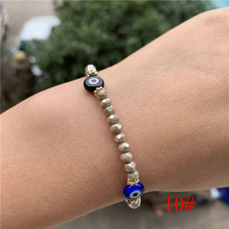 Cristal bleu turc mauvais œil Bracelets pour femmes à la main perles de verre chaînes bijoux chanceux accessoires Couple Bracelet: F10