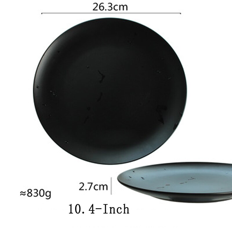 Nimitime japans eenvoudig puur kleur keramisch serviesgoed zwart thuis serviesgoed westerse restaurant serviesset: 10.4- inch plaat