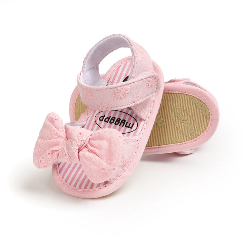 Été bébé filles chaussures respirant anti-dérapant Bow sandales 0-18M infantile à semelles souples premiers marcheurs chaussures