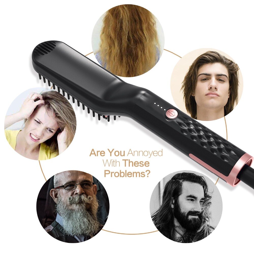 Men Beard Straightener Ceramic Hair Straighteners Multifunctional Hair Brush Curling Iron Straightening Comb Quick Hair Styler