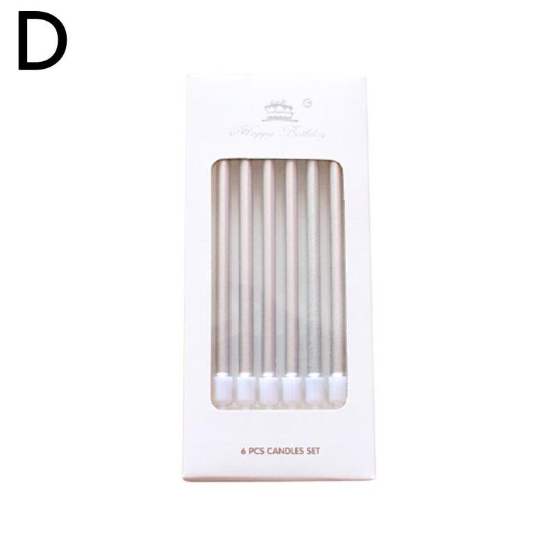 6Pcs Metal Chrome Goud Zilver Verjaardag Kaarsen Diy Kleurrijke Taart Decoraswedding Baby Shower Benodigdheden Metallic Kleur Cake Topper: silver
