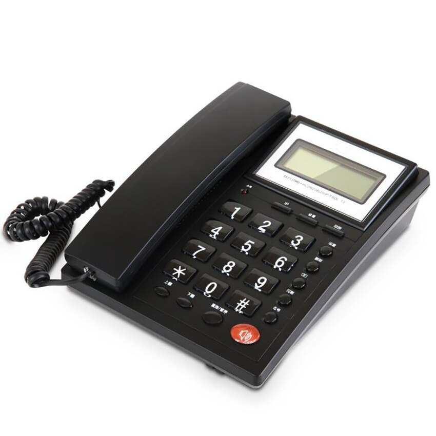 Corded Phone Landline Telephone with Dual System, Caller ID, Tilt Display &amp; Large Buttons, Adjustable Brightness, White, Black: black