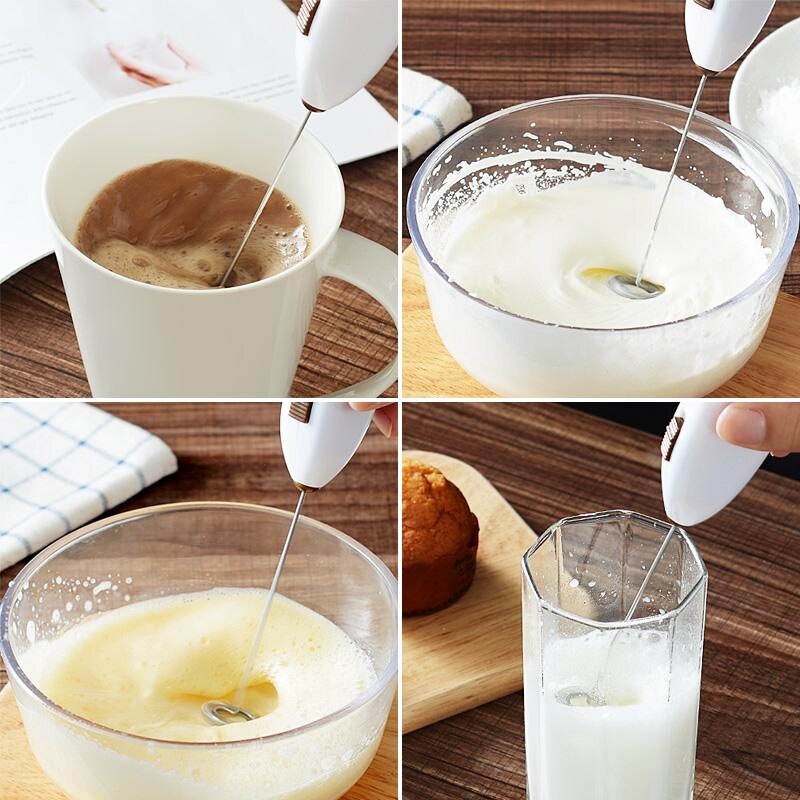 Elektrische Melkschuimer Chocolade Melk Kannen Frother Whisk Mixer Hand Voor Koffiezetapparaat Cappuccino Creamer Frothy Blend Snorhaar