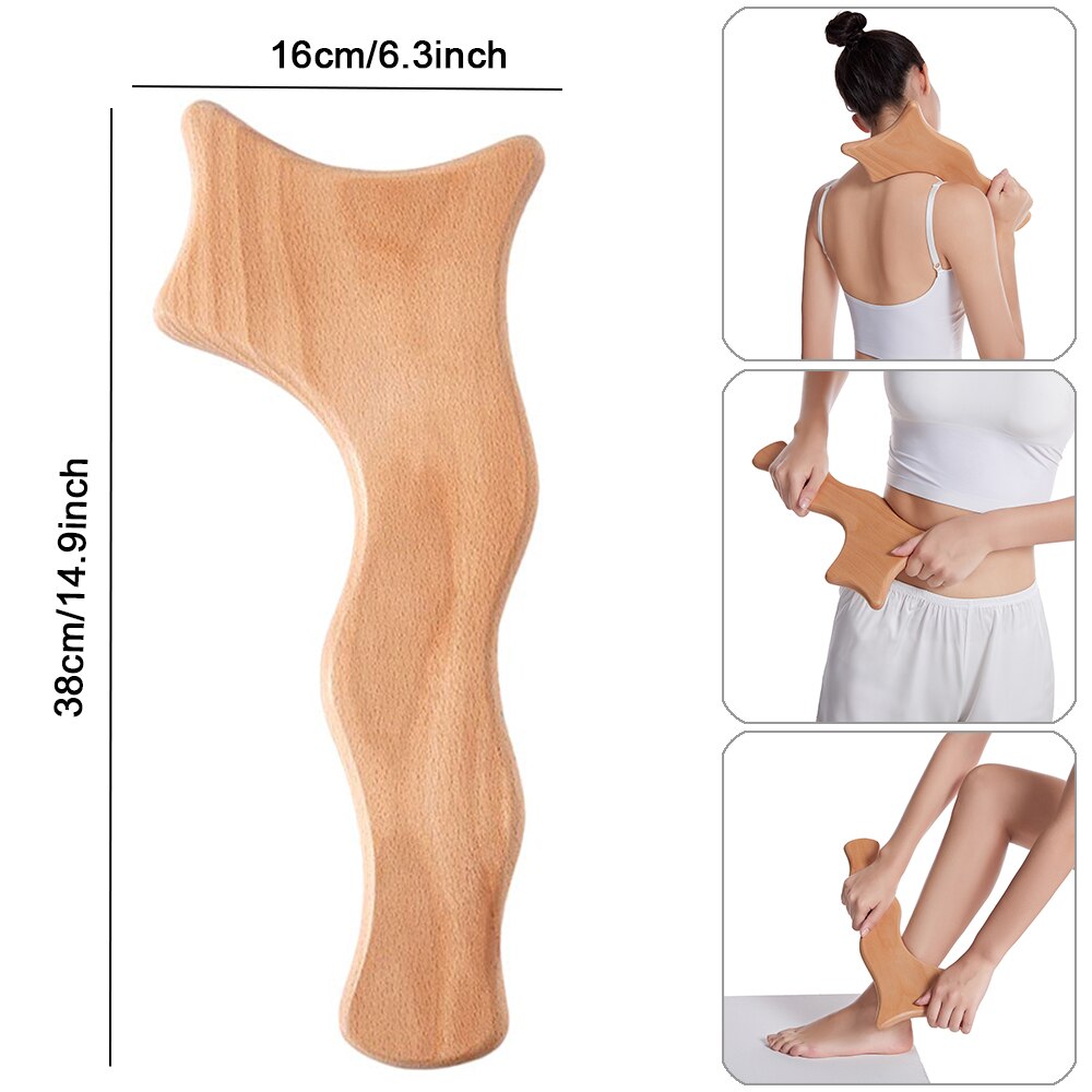 Wooden Gua Sha Massager Wood Scraper Therapy Massage Tools for Legs Arms Back Muscle Lymphatic Drainage Anti Cellulite Massage: Style D