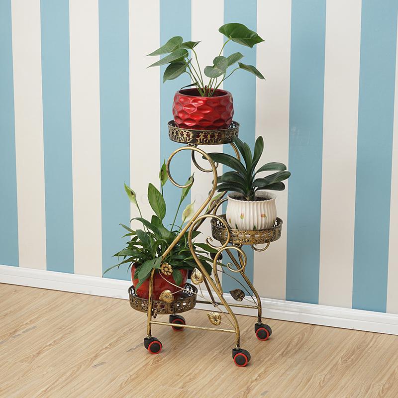 Iron flower stand rack multi-layer indoor balcony floor flower pot rack multi-function green rose hanging orchid shelf living: VIP 5