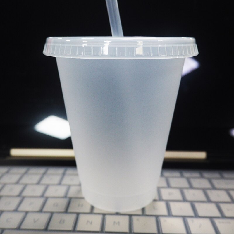 Transparent Ice Cold Drink Coffee Juice Tea Cup Reusable Straw Cup Plastic Iced Tumbler Travel Mug For Christmas Decor