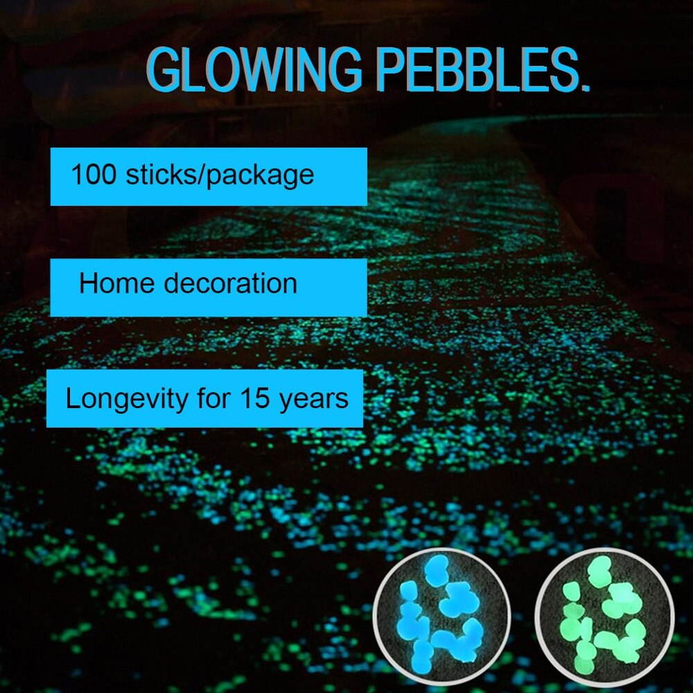 100/200/300Pcs Glow In The Dark Steine Glowing Steine Fluoreszierende Helle Kiesel Leucht Steine für Aquarium garten Dekoration