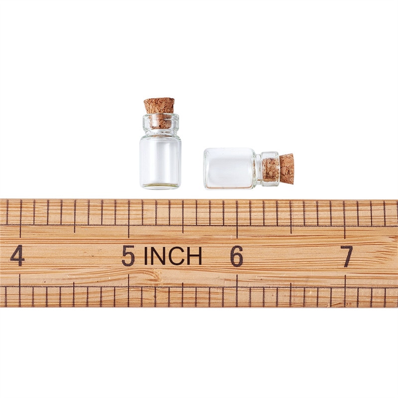 20pcs Mini Tampions Glass Jar Glass Bottles Bead Containers with Cork Stoppers Bottle Pendant for Jewelry Making 18x10mm