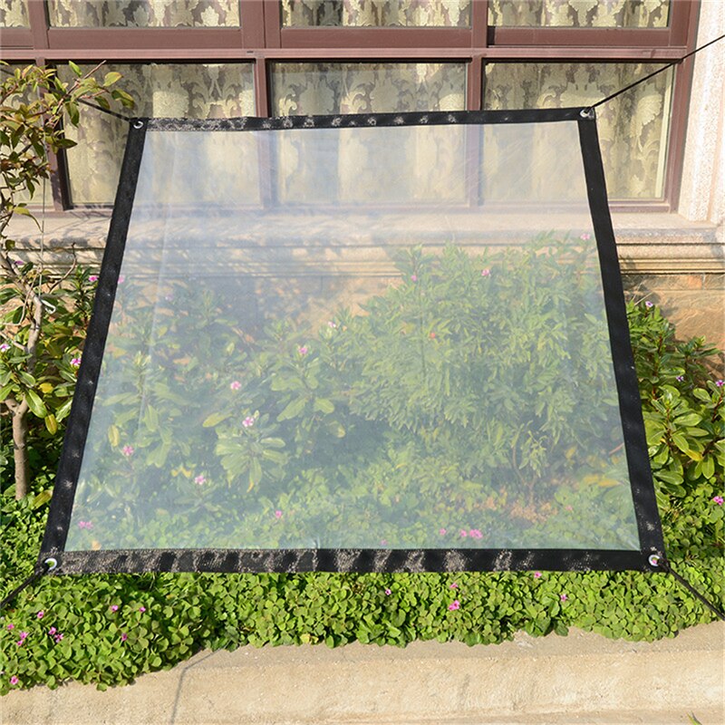 Práctica lona impermeable transparente protector solar, lona con ojal, correas para toldos, herramientas de jardín