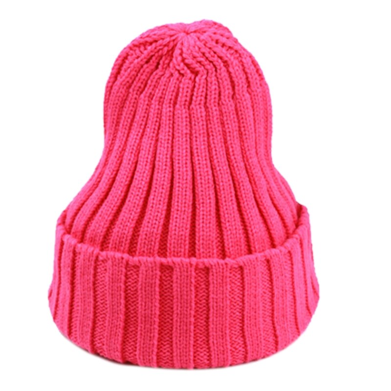 Unisex Winter Chunky Ribbed Knit Pointed Beanie Hat Neon Solid Candy Color Stretch Snow Ski Cuffed Skull Cap Ear Warmer: pk