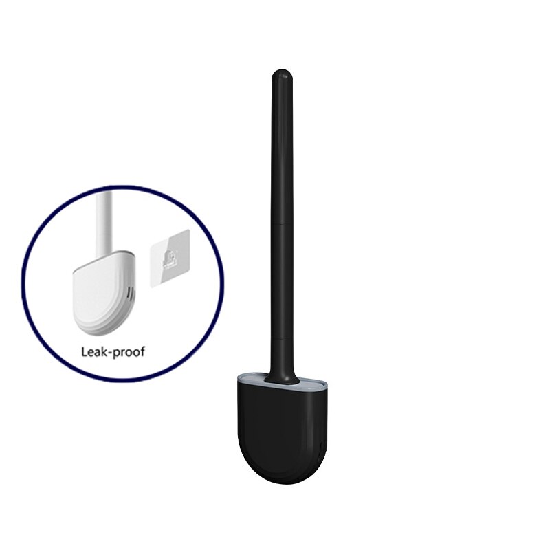 Brosse de toilette en Silicone Durable, Golf brosse de toilette créative à Long manche, brosse de nettoyage sans impasse, outil domestique, accessoires de salle de bain: Black Leak-proof
