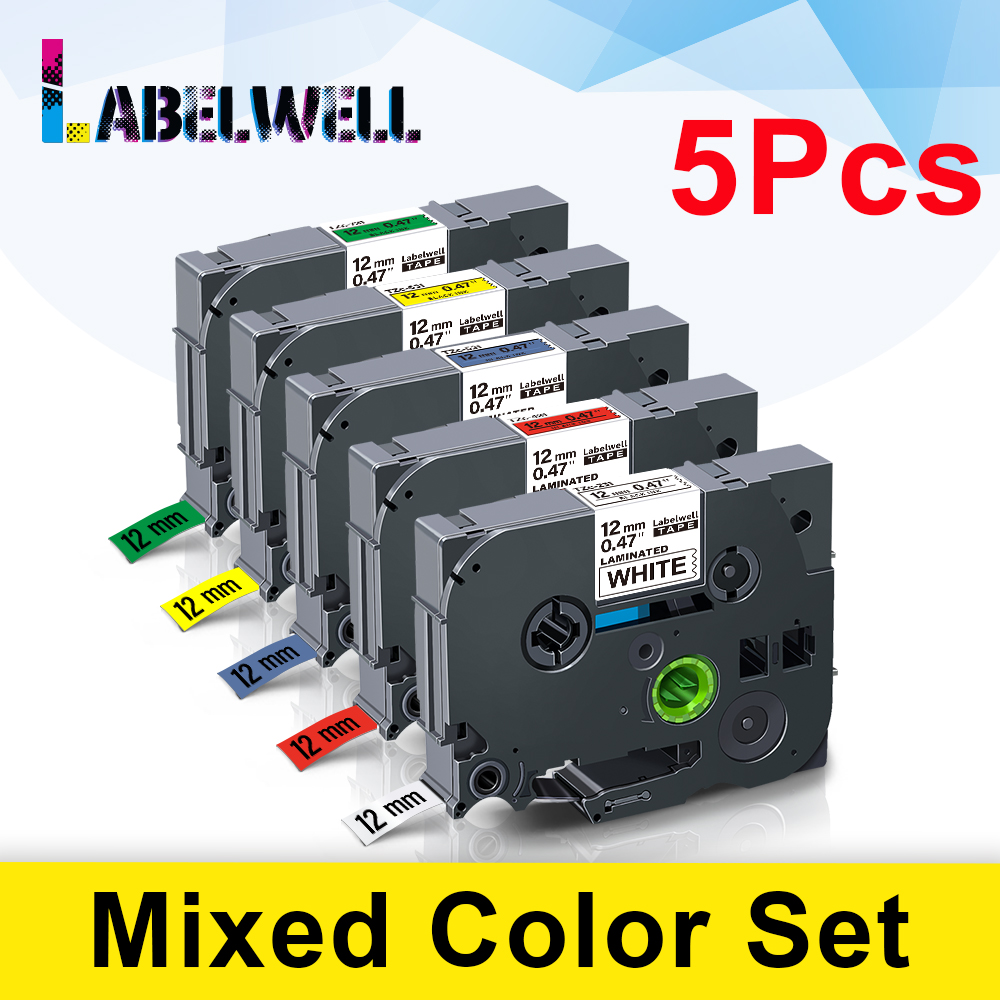 Eva Printer Case Voor Brother P Touch PT-H110 PTH110 Label Maker Waterdichte Beschermende Draagtas Met 12Mm Gelamineerd Label: 5PK Mixed Colors