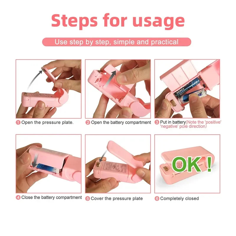 Mini Warmtezak Sluitmachine Pakket Sealer Zakken Thermische Plastic Voedselzak Sluiting Draagbare Sealer Verpakking Keukenaccessoires