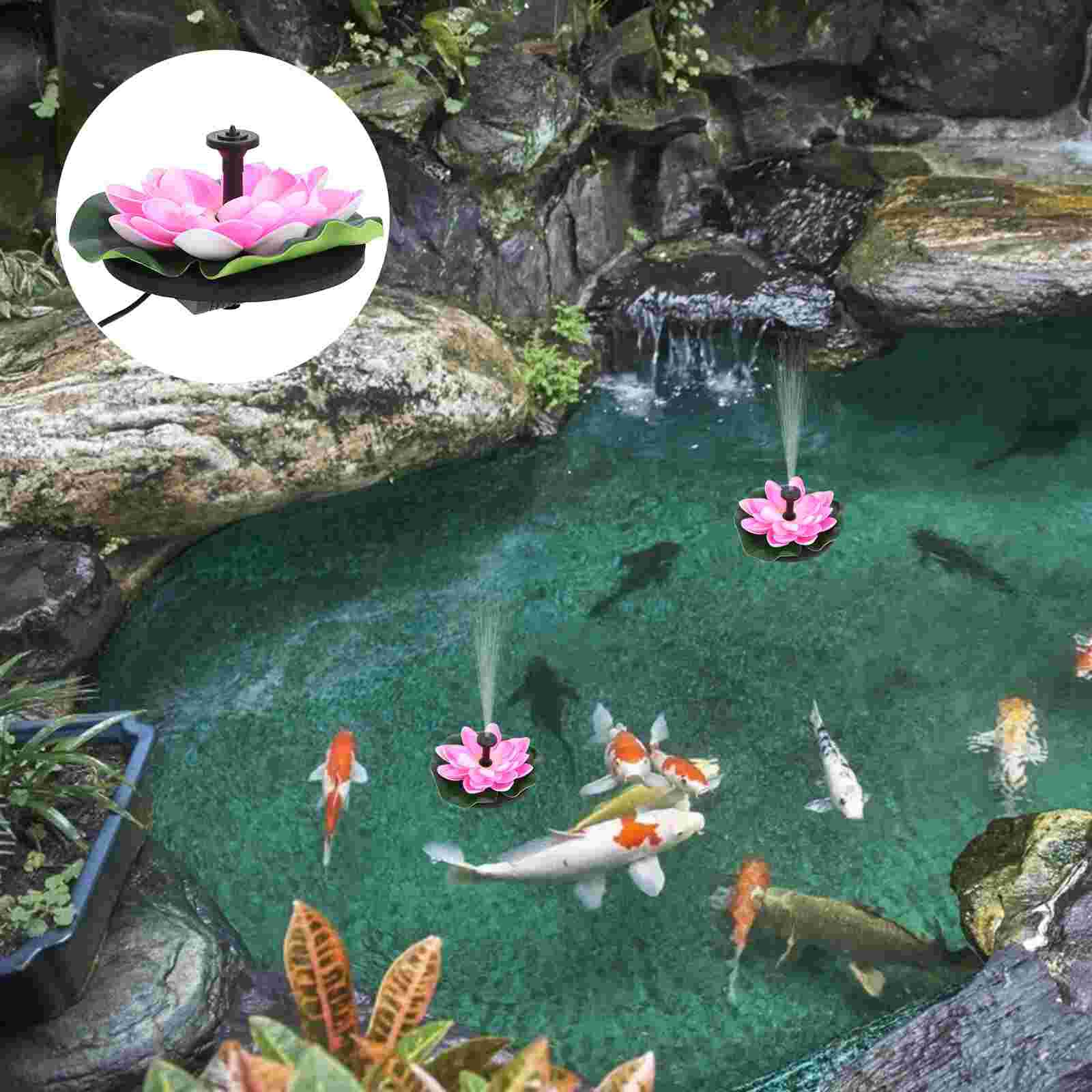 Lotus Shape Water Fountain Ponds Solar Panel Fountain Garden Decoration: Default Title