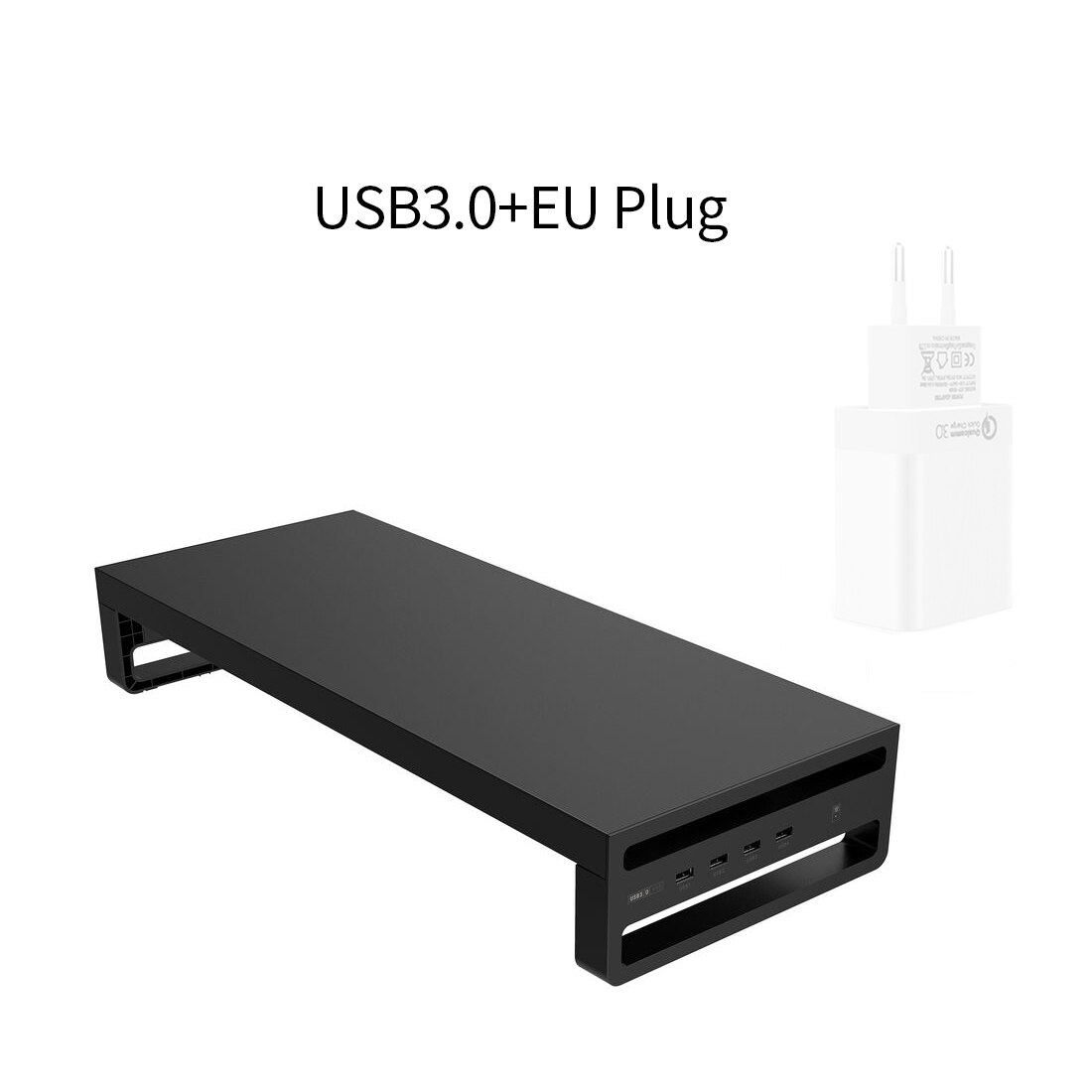 USB3.0 Wireless Thermal Charging Monitor Stand Riser Laptop Base Heightening Transfer Data Keyboard Mouse Charging Storage: EU Plug 4 USB3.0 