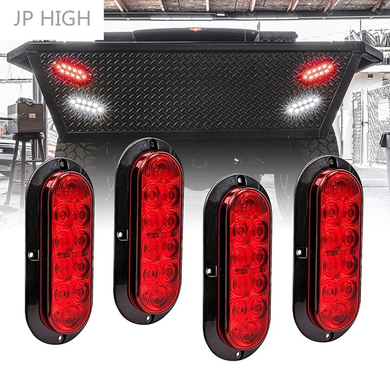 4Pc 6 Inch Amber Oval LED Trailer Tail Light Kit Marine Trailer Lights for Boat Trailer RV Trucks