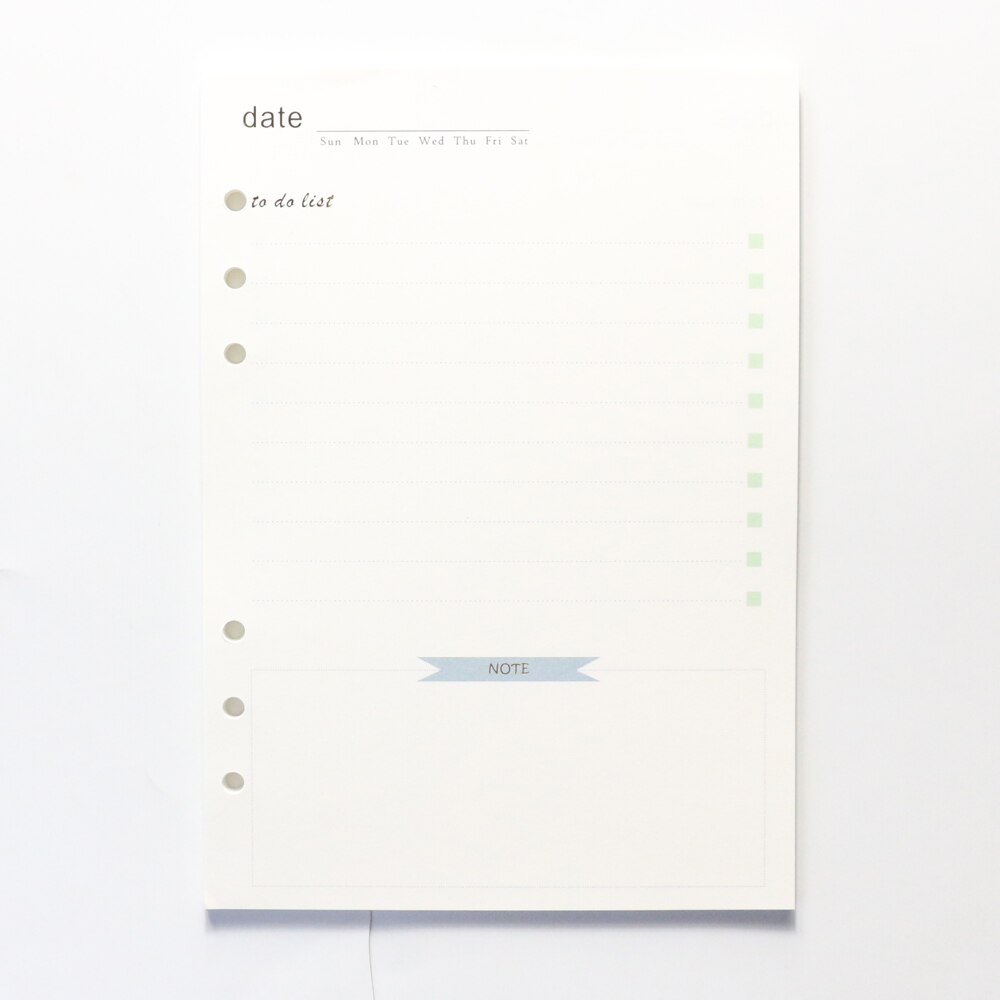 6 gat Map Coil n10ing Binnenpagina Papier: n48 Dagboek, n32 Dagboek, te doen lijst A5 A6 Notebook: to do list / A6  172 95mm