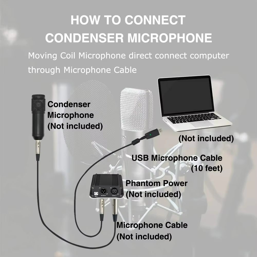 USB Microphone Cable USB Male to XLR Female Mic Link Converter Adapter Studio Audio Cable for Dynamic Microphones or Recording