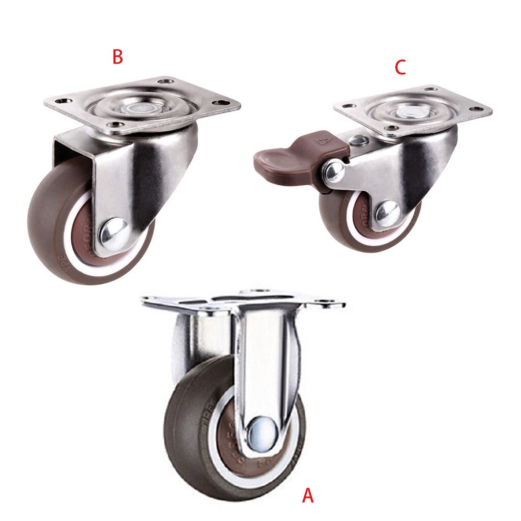 1.25/1.5/2 Inch Swivel Rubber Caster Wheels 4PCS Heavy Duty Rubber Caster Wheels with 360 Degree for Furniture Industry