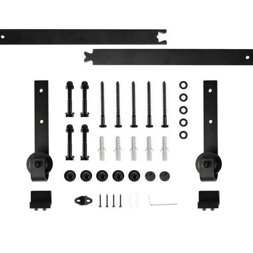 Duurzaam Schuur Deur Opknoping Rail Voor Europa Rustieke Zwart Sliding Hardware Kast Houten Deur Sliding Track Kit Naar Europa hwc: black classic