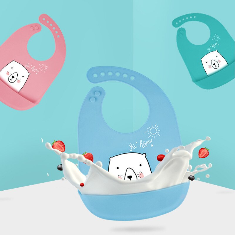 Waterdichte Baby Siliconen Slabbetjes Burp Doeken Peuter Kids Verstelbare Voeden Schort