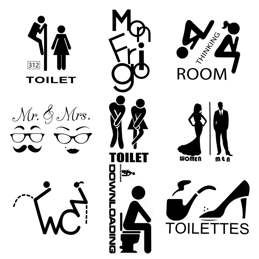 1pc toilet mærkater vandtæt aftageligt badeværelse væg klistermærke dør mærkater mr. & fru. kunst tilbehør til boligindretning