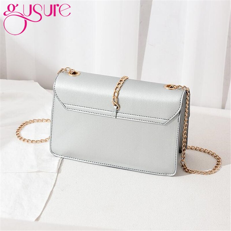 Gusure Shoulder Bag - Heart Sequin Flap - Chain Strap - Small PU Purse for Women