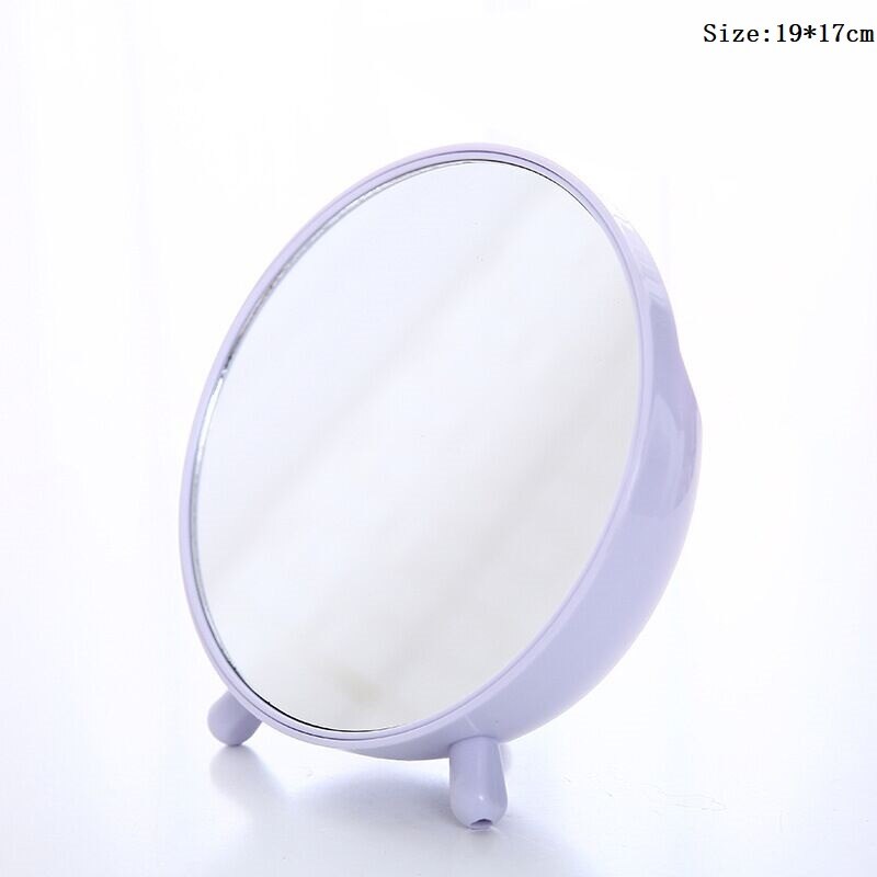 Round Decorative Mirror Nordic Portable Desktop Makeup Mirror Sucker Magnifying Glass Home Bathroom Beauty Dressing Table Decor: A-Light purple