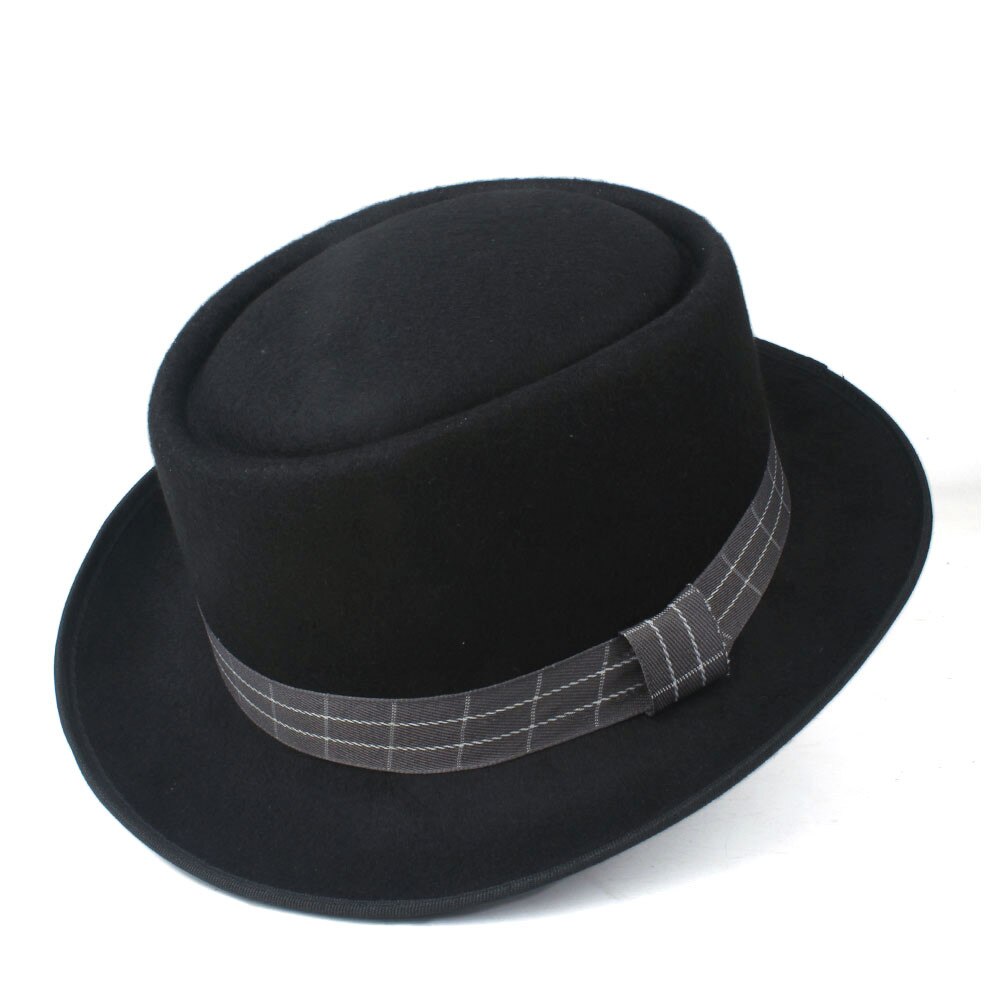 Men Women Pork Pie Hat Dad Wool Fedora Hat Trilby Hat Dance Party Hat: Black