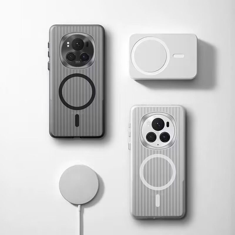 Magnetische Case Voor Honor Magic 6 Pro 5 5Pro Case MagSafe Matte Transparante Bagage Streep Cover Voor Magic 5 6Pro 5G Hard Shell