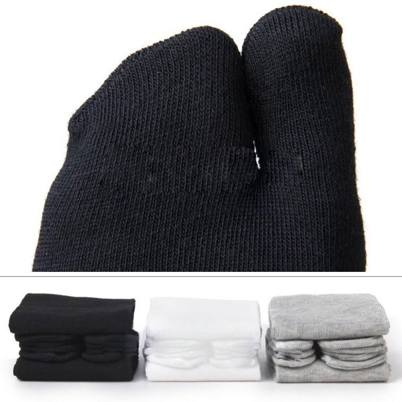 Chaussettes à deux doigts en Fiber de bambou pour hommes et femmes, 3 paires, tongs Kimono japonais noir, sandales fendues, Ninjia blanc, chaussettes à orteils